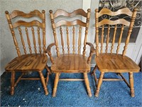 (3) Solid Oak Chairs