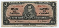Canadian Two Dollar Bank Note - 1937