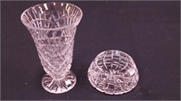 Two pieces of Waterford crystal: 10" high footed