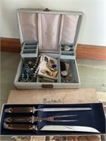 Queen Cuttery Co Carving Set, Costume Jewelry And