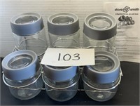 NEW 6 Magnified Storage Jars With Rack