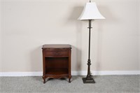 Vtg Solid Brass Lamp, French Provincial Nightstand