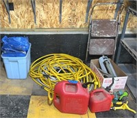 Yard & garden lot: gas cans, hose, sprinklers,