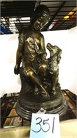 Women and Her Dog Bronze Sculpture on