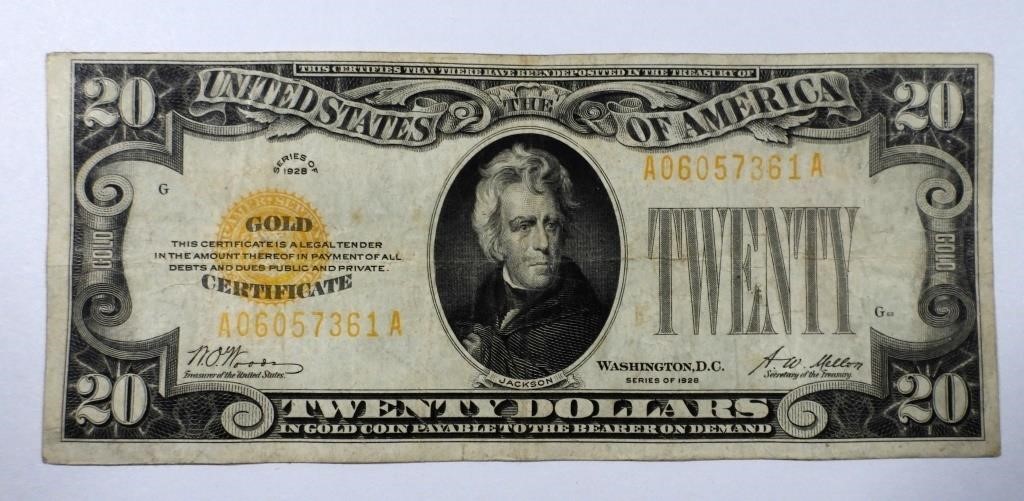 1928 $20 GOLD CERTIFICATE U.S. NOTE