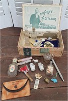 Pony cigar box with Victorian contents -
