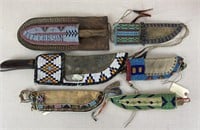 Assortment of Native American Beaded Knife Sheaths