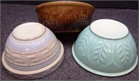 (3) Stoneware / Pottery Mixing Bowls