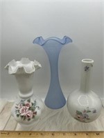 Lefton Vase, Blue Frosted Vase and other