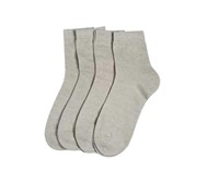 Sz M-4 Pairs Women's Linen Ankle Socks - Beige