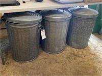 3 Aluminum Trash Cans With Lids