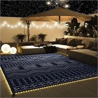 Outdoor Rug Waterproof 8x10 ft with LED Strip Ligh