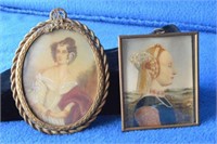 Two Antique Framed Miniature Portraits
