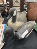 (2) Vintage Carved Wood Goose Decoys