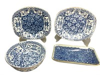 4 Asian Blue & White Signed Pieces