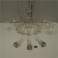 Glass Decanter/Etched Glasses