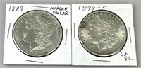 1889 & 1899-O Morgan Silver Dollars.