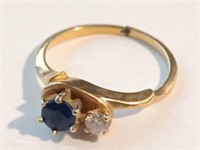 14k Gold Ring Blue Sapphire 3 Grams