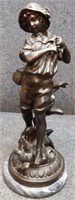 Bronze-Finish Fisherman Statue