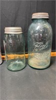 Blue quart and half gallon jars