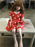 PORCELAIN DOLL 3 ft tall missing one finger