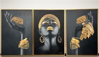 Framed Oil Womans Lips 24x36 Set of 3
