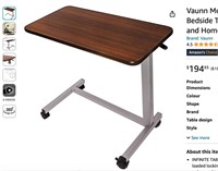 Vaunn Medical Adjustable Overbed Bedside Table