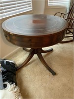 ROUND LEATHER-INLAID TABLE