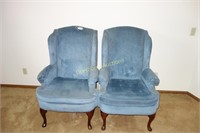 PAIR OF MATCHING WINGBACK UPHOLSTERED CHAIRS -