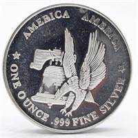 One Ounce .999 Fine Silver "America America" Rou