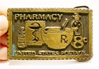 Vtg US Post Office Pharmacy Stamp Belt Buckle