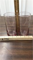 2 Libbey glasses fades purple up to clear