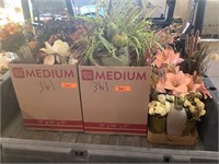 3 boxes of artificial flowers
