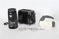 Toaster, Hand Mixer, Can Opener
