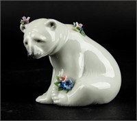 Lladro ‘Polar Bear Seated with Flowers’ Figurine