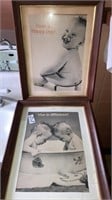 2-vintage framed baby bath pictures