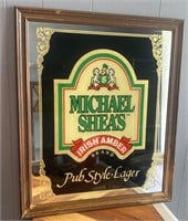 Vintage Michael Shea's Irish Amber Bar Mirror