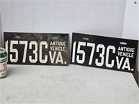 Set of aluminum antique vehicle plates
