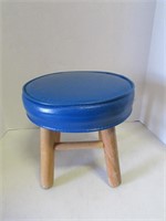 Adorable Wooden Stool with Blue Pad