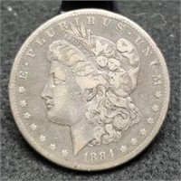 1884-S Morgan Silver Dollar, VG