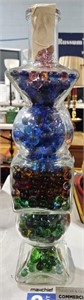 LARGE GLASS JAR OF MARBLES