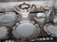 91 pc. Set Kent China white with gold handpainted