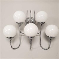 Vintage 5 light chrome plated sconce with glass