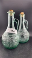 Green Canada Embossed press glass oil bottles