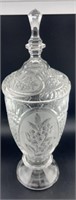 Frosted pedestal apothecary urn crystal glass