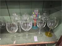 9 Assorted wine glasses