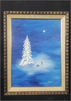 Signed H. Larry Upson acrylic/board, "Blue Mood"