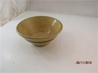 Antique Yellow Ware Crock Bowl 10" Brown Stripe