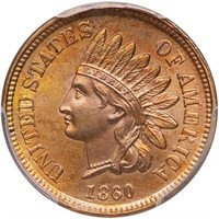 1C 1860 POINTED BUST. PCGS MS66