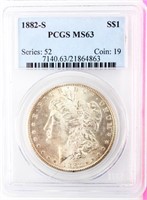 Coin 1882-S Morgan Silver Dollar PCGS MS63